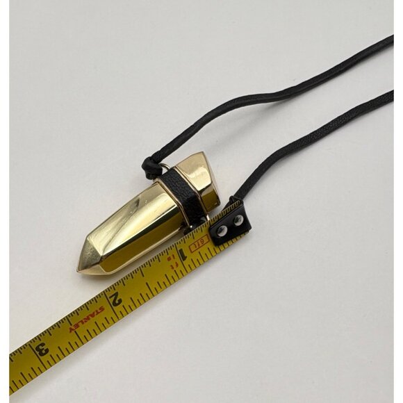 Geometric Gold Tone Pendant Necklace with Black Cord Bold Banana Republic - Picture 5 of 7